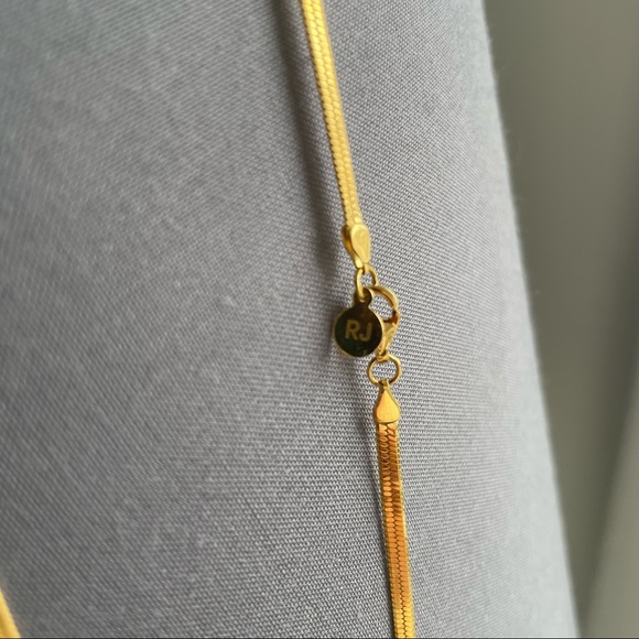 Renah Jae Herringbone Chain Necklace 16” 18K Gold Layered On Sterling Silver - Picture 5 of 6